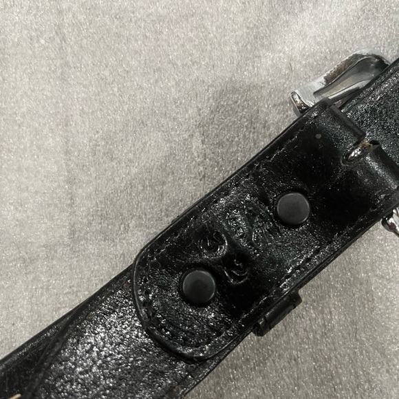 [Max39”]Western Black Leather Men's Snap Belt Mexico Silver /Gold Tone Buckle - Picture 3 of 11